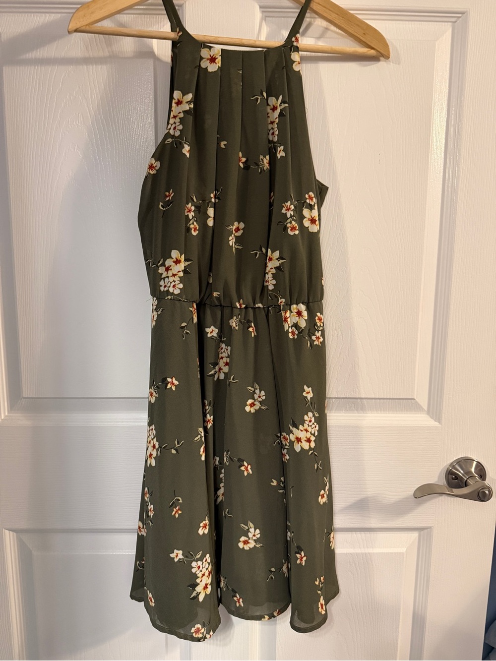 Blue Rain Olive Green Floral Midi Dress